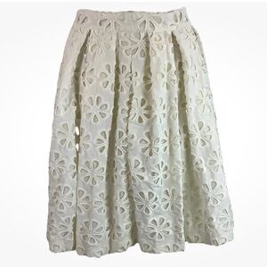 Anne Fontaine Sz 4 38 Embroidered Floral Flare Retro Fairy Look Skirt White